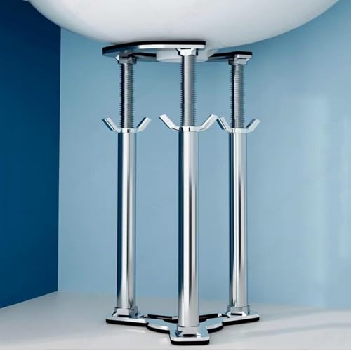 Verstellbare Beine, Stützbeine for Unterbauwaschbecken, 7"-26" Teleskop-Stützstange, Edelstahl, Bohrfreies Spülen-Reparaturset, Badezimmer(Height 46 56cm (18" 22")) von WBTAJZHY