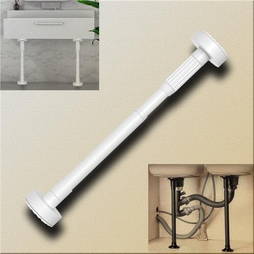 Verstellbare Beine, Stützstangen for Küchenspülen, Möbelbeine, Stützbeine for Spülbecken aus Edelstahl, Gardinenstange for Badezimmerschränke(White,H 50 80cm (19.7" 31.5")) von WBTAJZHY