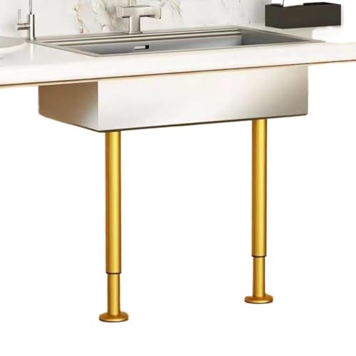 Verstellbare Beine, Teleskop-Stützstange for Spülbecken-Möbelbeine, 2 Stück verstellbare Spülbeckenhalterung, Tischbeine,(Gold,Height 42 76cm) von WBTAJZHY