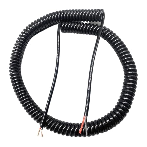 WBTAJZHY Federkabel, gewickeltes Flexibles Federkabel, 2-adriges 1,5-mm-Vierkantspiral-Netzkabel, Kupferkern, Verschleißöl, teleskopische Hochleistungs-Elastikfeder(Stretch 3.75 Meters) von WBTAJZHY