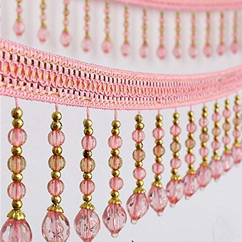 WBTAJZHY Fransenbesatz, geflochtene Hängeperlen, Quastenfransenbesatz, Bandbesatz, Tischdecke, DIY, Kostümhandwerk(Grijs,1 Meters) von WBTAJZHY