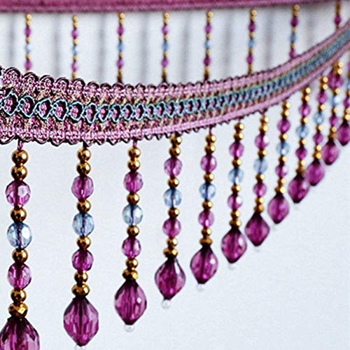 WBTAJZHY Fransenbesatz, geflochtene Hängeperlen, Quastenfransenbesatz, Bandbesatz, Tischdecke, DIY, Kostümhandwerk(Purple,3 Meters) von WBTAJZHY