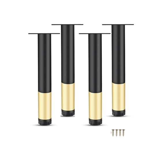 WBTAJZHY Möbelfüße, 4-teilige Möbelstützfüße, Metallsofa-Ersatz, Metall-DIY-Möbelersatz-Stützfüße, Beine for Sofa, Tisch, Stuhl, Schreibtisch, Küchenschrank(Black with Gold,15cm) von WBTAJZHY