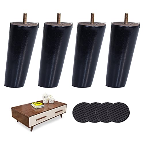 WBTAJZHY Möbelfüße, 4er-Set konische M6-Möbelfüße aus schwarzem Massivholz, runde Ersatz-Schrankfüße mit vorgebohrter 6-mm-Schraube, for Couchtisch, TV-Ständer, Couch, Ottomane(Tilt,30cm/11.8in) WBTAJZHY Möbelfüße, 4er-Set konische M6-Möbelfüße aus schwarzem Massivholz, runde Ersatz-Schrankfüße mit vorgebohrter 6-mm-Schraube, for Couchtisch, TV-Ständer, Couch, Ottomane(Tilt,30cm/11.8in) von WBTAJZHY