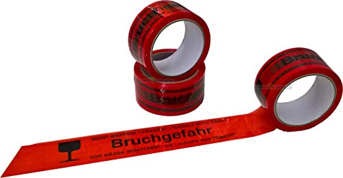 6 Rollen Warnklebeband 'Bruchgefahr' mit Kelch Rot von WBV