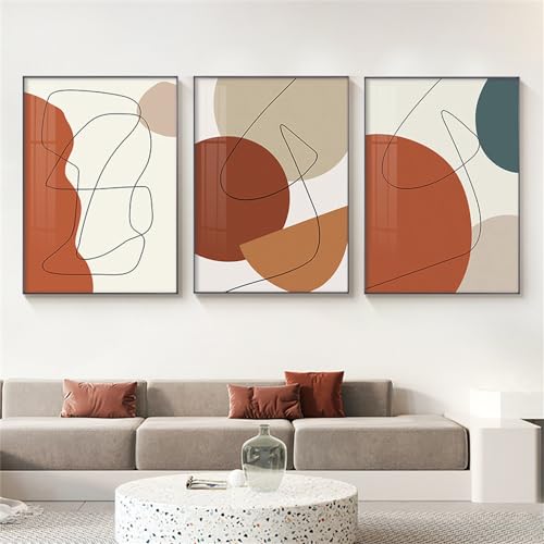 Kunstdrucke-3 Bilder Set-Abstrakte Geometrische Linie Moderne Wand Kunst Poster Leinwand Malerei Drucke Bilder Wohnzimmer Büro Schlafzimmer Innen Hause Dekoration-50 * 60cm(ohne Rahmen) von WBYZAC