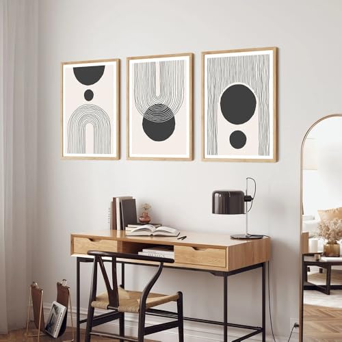 Kunstdrucke-3 Bilder Set-Moderner Minimalistischer Stil Abstrakte Schwarze und Weiße Linien Weiße Kunst Malerei Bild Poster Druck Wandbilder Wohnzimmer Küche Büro Dekoration-60 * 80cm(ohne Rahmen) von WBYZAC