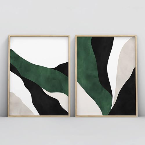 Leinwanddrucke,2 Bilder Set-Moderne Abstrakte Smaragd Juwel Grüne Linien Farbblock Poster Drucke Leinwand Gemälde Wand Kunst Bild Schlafzimmer Büro Dekor-30 * 50cm/12 * 20 Zoll(ungerahmt) von WBYZAC