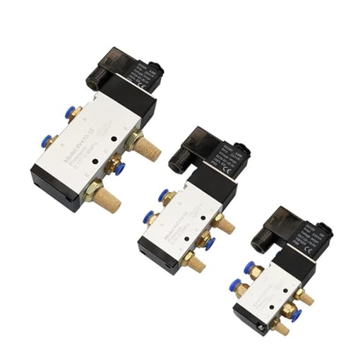 Pneumatisches elektrisches Magnetventil, 5 Wege, 2 Positionen, Steuerung, Luft, Gas, magnetisch, 4V110-06 4V210-08 4V310-10 4V410-15 DC12V 24V AC220V(4V410-15 PC8-04,DC12) von WBZARCPNG