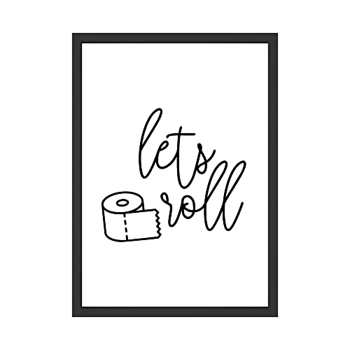 "Lets Roll" Klopapier Spruch Badezimmer Toiletten Bild Poster Lustiges Wandbild Wanddeko (ohne Rahmen) (DIN A4) von WBdesignz