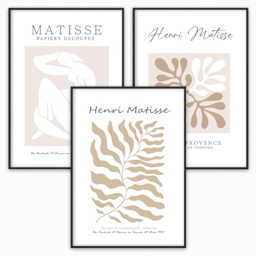 Matisse Poster 3er Bilder Set Kunst Wandbiilder Pastell Wanddeko Wohnzimmer Bild Schlafzimmer (DIN A3 ohne Rahmen) von WBdesignz