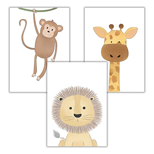 WBdesignz Poster Kinderzimmer Bilder Deko Babyzimmer Mädchen Jungen Dschungel Tiere Für Kinder von WBdesignz