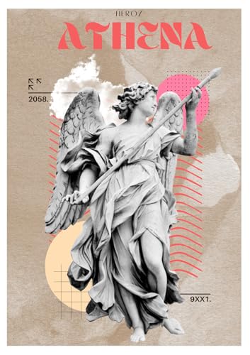 WBdesignz Athena&Eros Poster (30x40 cm) - Griechische Mythologie Engel Göttin Statue Abstrakt Altmodisch Vintage Modern von WBdesignz