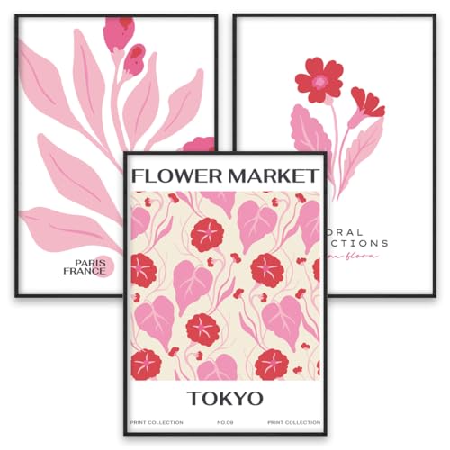 WBdesignz Flower Market Tokyo Paris 3er Poster Set Wohnzimmer Wandbild Blume Bild (DIN A6 ohne Rahmen) von WBdesignz