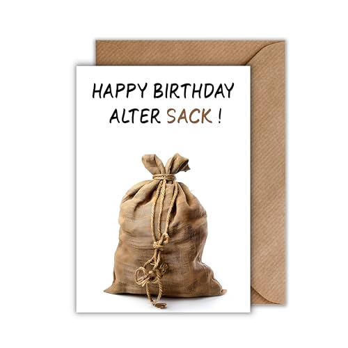 Geburtstag Karte mit Umschlag - Lustige Geburtstagskarte "Happy Birthday Alter Sack" Glückwunschkarte Geschenkkarte zum Geburtstag (DIN A6) von WBdesignz