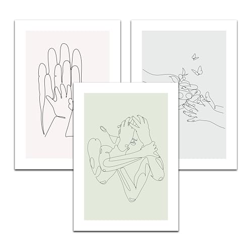 WBdesignz LineArt Family Hands Poster (30x40 cm) - 2er Poster Set Minimalismus Familie Freund Freundin Kind Eltern Schlicht Weiß Gedanken Gefühle von WBdesignz