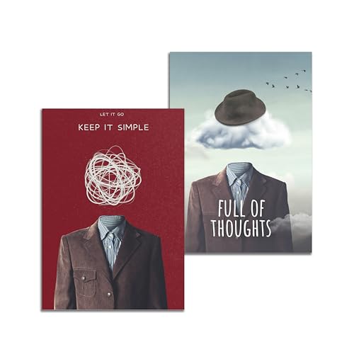 WBdesignz Mindfull Poster (30x40 cm) - 2er Posterset Retro Charme viele Gedanken Quote Ruhe Inspiration Keep it simple Kreative Wanddekoration von WBdesignz