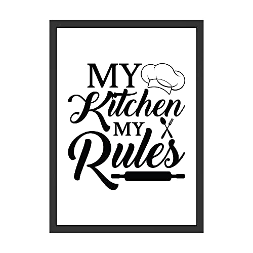 WBdesignz My Kitchen My Rules Lustiges Küche Bild Kochen Deko Wandbild Wanddeko Koch Köchin Geschenk (ohne Rahmen) von WBdesignz