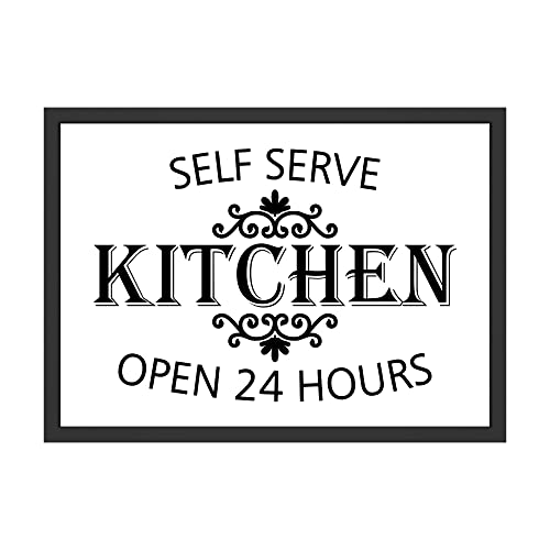 WBdesignz Self Serve Kitchen Open 24 Hours Küchen Bild Kochen Spruch Wanddeko Wandbild Poster Backen (ohne Rahmen) von WBdesignz