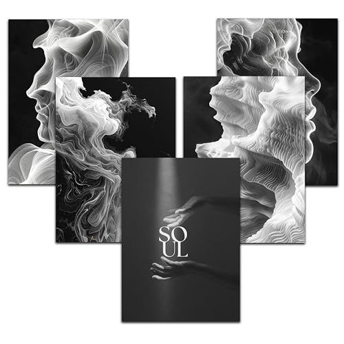 WBdesignz Soul Poster (30x40 cm) - Rauchposter Soul Spruch ästhetisches Posterset minimalistischer Einrichtungsstil Silhouette Hände Eleganz Mystisch Rauch von WBdesignz