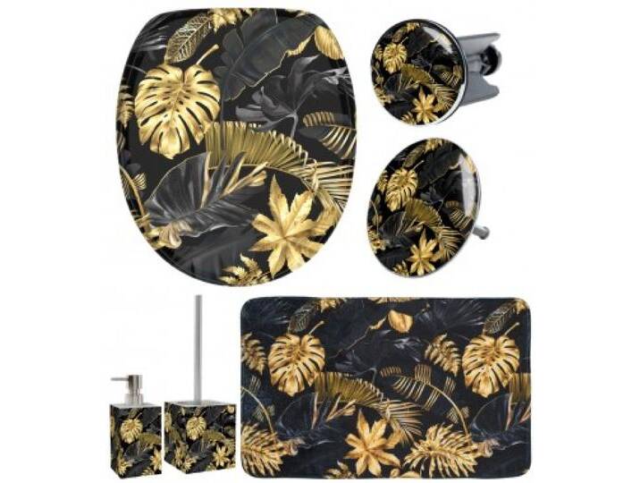 6-teiliges Badezimmer Set Golden Leaves von WC shop24