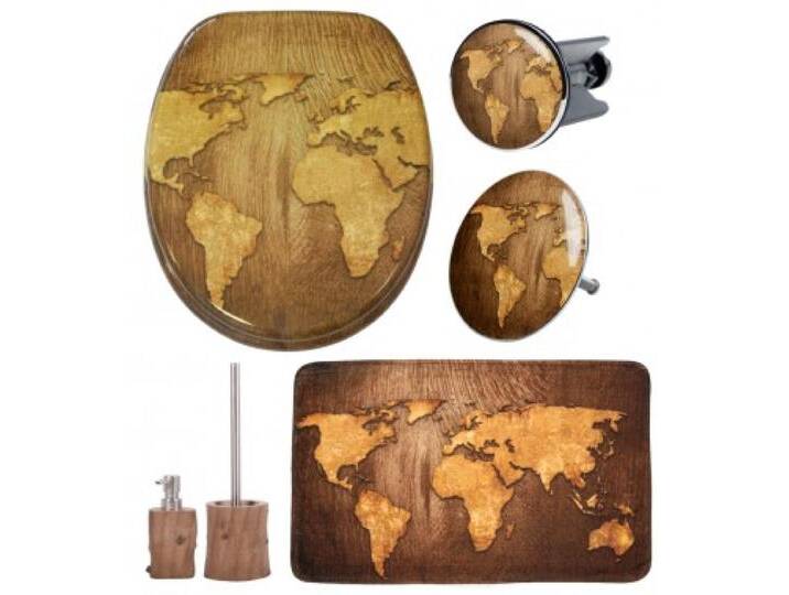 6-teiliges Badezimmer Set World Map von WC shop24