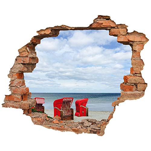 WCB Wandtattoo - Wanddurchbruch mit Aussicht Strandkorb 100 x 82 cm - Wandsticker von WCB