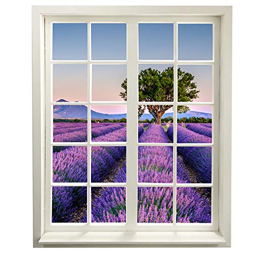 Wandtattoo - Fenster mit Aussicht auf Lavendelfeld 83 x 100 cm - Wandsticker von WCB