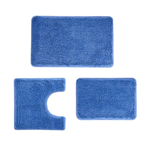 WCBSTT 3-teiliges Luxus-Badezimmerteppich-Set mit U-förmigem WC-Vorleger, rutschfeste Gummiunterseite, dicker flauschiger Mikrofaser-Plüsch, Wasseraufnahme, schnell trocknend, ultraweich, Badematten WCBSTT 3-teiliges Luxus-Badezimmerteppich-Set mit U-förmigem WC-Vorleger, rutschfeste Gummiunterseite, dicker flauschiger Mikrofaser-Plüsch, Wasseraufnahme, schnell trocknend, ultraweich, Badematten von WCBSTT