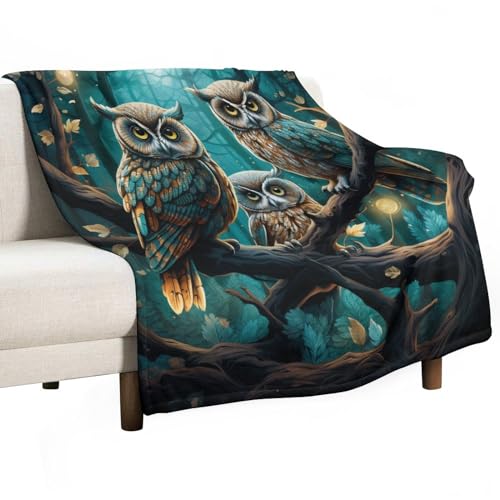 Flanell Fleece Decken, Extra Weiche Vogel Eule Kuscheldecken, Leichte, Gemütliche Mikrofaser Sofadecke/Couchdecke Für Erwachsene 180x200cm von WCEECE