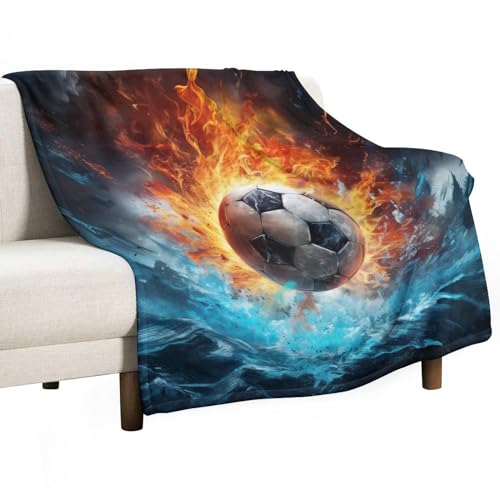 Fußball Flanell Kuscheldecke Flauschig Decke Fleecedecke, 150x200 Superweiche Leichte Decken Und Würfe, Warme Gemütliche Sofa-Würfe Für Couch, Bett, Schlafzimmer von WCEECE