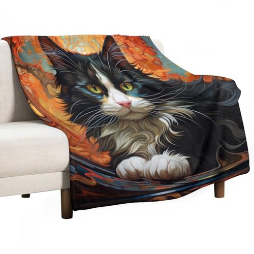 Tier Katzen Decke Flanell Decken Und Überwürfe Winter Herbst Flanelldecke Für Schlafzimmer Bett Wohnzimmer Sofa Couch (130x150) von WCEECE