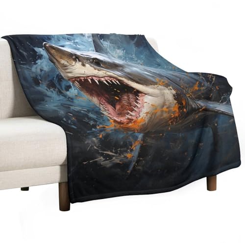 Wilder Hai Kürbisse Kuscheldecke Flauschig Fleecedecke 180x200cm, Sherpa Decke Super Weich Und Warme Wohndecke Als Couchdecke Sofadecke Überwurf Für Bett Couch von WCEECE