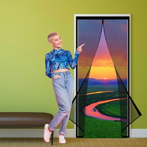 Fliegengitter Balkontür 100 x 230 cm Magnet Insektenschutz Tür Automatisches Schließen für Die Balkontür, Kellertür Und Terrassentür, Schwarz von WCHENHUI