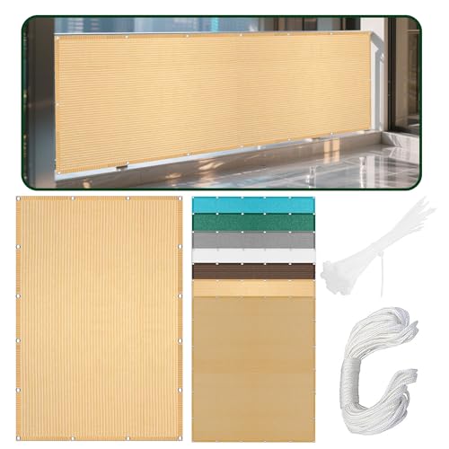 Sonnensegel 335 x 373 cm Rechteckig Atmungsaktiv Sonnenschutz Windschutz Sichtschutz Balkon Ohne Bohren mit Ösen Segeltuch für Garten Balkon & Terrasse, Creme Farben Sonnensegel 335 x 373 cm Rechteckig Atmungsaktiv Sonnenschutz Windschutz Sichtschutz Balkon Ohne Bohren mit Ösen Segeltuch für Garten Balkon & Terrasse, Creme Farben von WCHENHUI