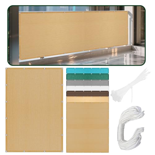Sonnensegel 339 x 351 cm Rechteckig Atmungsaktiv Sonnenschutz Windschutz Sichtschutz Balkon Ohne Bohren mit Ösen Segeltuch für Garten Balkon & Terrasse, Sandgelb Sonnensegel 339 x 351 cm Rechteckig Atmungsaktiv Sonnenschutz Windschutz Sichtschutz Balkon Ohne Bohren mit Ösen Segeltuch für Garten Balkon & Terrasse, Sandgelb von WCHENHUI