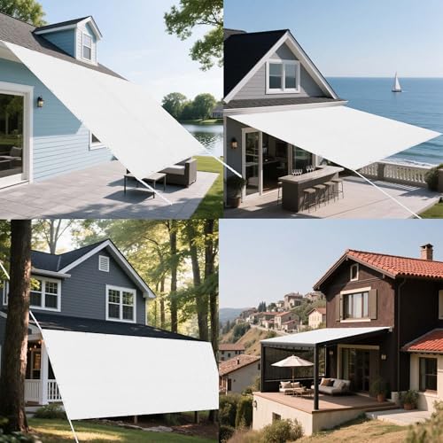 Sonnensegel 341 x 363 cm Rechteckig Atmungsaktiv Sonnenschutz Windschutz Sichtschutz Balkon Ohne Bohren mit Ösen Segeltuch für Garten Balkon & Terrasse, Weiß Sonnensegel 341 x 363 cm Rechteckig Atmungsaktiv Sonnenschutz Windschutz Sichtschutz Balkon Ohne Bohren mit Ösen Segeltuch für Garten Balkon & Terrasse, Weiß von WCHENHUI