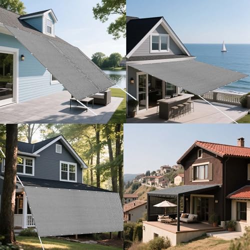 Sonnensegel 345 x 365 cm Rechteckig Atmungsaktiv Sonnenschutz Windschutz Sichtschutz Balkon Ohne Bohren mit Ösen Segeltuch für Garten Balkon & Terrasse, Hellgrau Sonnensegel 345 x 365 cm Rechteckig Atmungsaktiv Sonnenschutz Windschutz Sichtschutz Balkon Ohne Bohren mit Ösen Segeltuch für Garten Balkon & Terrasse, Hellgrau von WCHENHUI