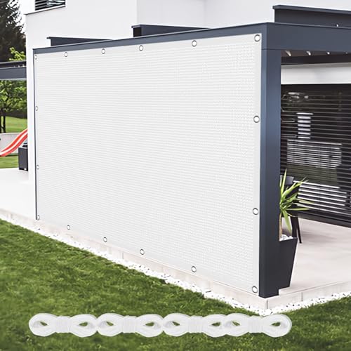 Sonnensegel Atmungsaktiv Rechteckig 190 x 610 cm Rechteckig Atmungsaktiv 98% UV Schutz Balkonbespannung Reißfest mit Ösen Ohne Bohren mit Seil für Terrasse Balkon, Weiß Sonnensegel Atmungsaktiv Rechteckig 190 x 610 cm Rechteckig Atmungsaktiv 98% UV Schutz Balkonbespannung Reißfest mit Ösen Ohne Bohren mit Seil für Terrasse Balkon, Weiß von WCHENHUI