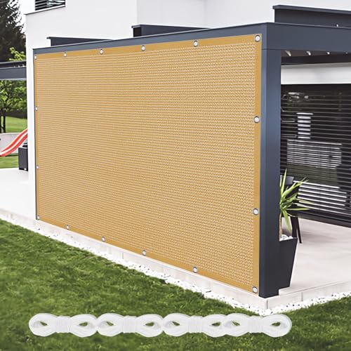 Sonnensegel Atmungsaktiv Rechteckig 215 x 530 cm Rechteckig Atmungsaktiv 98% UV Schutz Balkonbespannung Reißfest mit Ösen Ohne Bohren mit Seil für Terrasse Balkon, Sandgelb Sonnensegel Atmungsaktiv Rechteckig 215 x 530 cm Rechteckig Atmungsaktiv 98% UV Schutz Balkonbespannung Reißfest mit Ösen Ohne Bohren mit Seil für Terrasse Balkon, Sandgelb von WCHENHUI