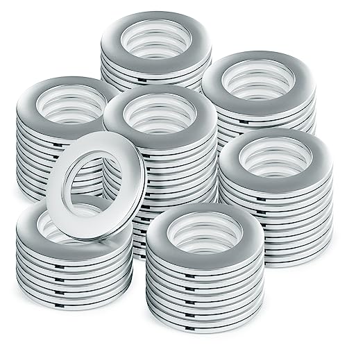 WCIC 48 PCS Gardinenringe Gardinen Ösen Kunststoff Vorhangringe Vorhangösen Schlagösen Ösen Stoffoesen Kunststoffösen 40mm DIY Ringe für Fenstervorhang, Duschvorhang, Umkleideraum Türvorhänge Silber von WCIC