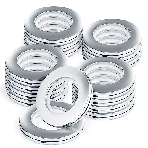 WCIC 16 PCS Gardinenringe Gardinen Ösen Kunststoff Vorhangringe Vorhangösen Schlagösen Ösen Stoffoesen Kunststoffösen 40mm DIY Ringe für Fenstervorhang, Duschvorhang, Umkleideraum Türvorhänge Silber von WCIC