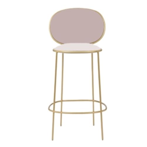 WCQSYY Barhocker Leichte Luxus-Barstühle, Einfache Café-Barstühle, Restaurant-Bar-Rezeptionsstühle, Lässige Barstühle Bar Stool (Color : Pink, Size : A) von WCQSYY