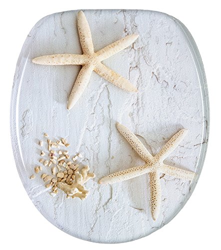 Sanilo WC Sitz, hochwertiger Toilettendeckel, einfache Montage, stabile Scharniere, Seesterne Grau Sanilo WC Sitz, hochwertiger Toilettendeckel, einfache Montage, stabile Scharniere, Seesterne Grau von WCShop24