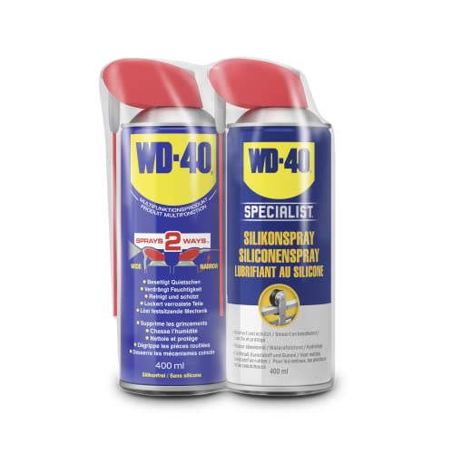 WD-40 Kombi-Pack Smart Straw | 400ml Multifunktionsprodukt + 400ml Silikonspray | Transparent | Schmiert, schützt & pflegt | Für Metall, Gummi & Kunststoff | Wasserabweisend | 360°-Ventil WD-40 Kombi-Pack Smart Straw | 400ml Multifunktionsprodukt + 400ml Silikonspray | Transparent | Schmiert, schützt & pflegt | Für Metall, Gummi & Kunststoff | Wasserabweisend | 360°-Ventil von WD-40
