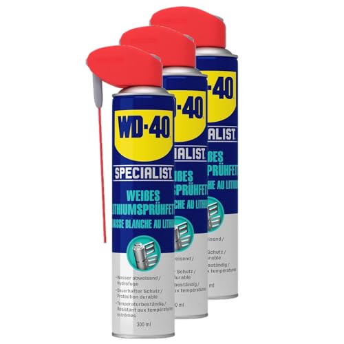 WD-40 Specialist Weißes Lithiumsprühfett 3x300 ml – Dickflüssiges Schmierfett für Metall-auf-Metall-Verbindungen, für hohe Druckbelastung, ideal für Getriebe, Lager & bewegliche Teile im Fahrzeug WD-40 Specialist Weißes Lithiumsprühfett 3x300 ml – Dickflüssiges Schmierfett für Metall-auf-Metall-Verbindungen, für hohe Druckbelastung, ideal für Getriebe, Lager & bewegliche Teile im Fahrzeug von WD-40 Specialist