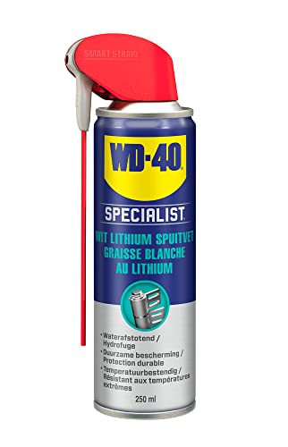 WD-40-Spezialist, weißes Lithium-Sprühfett mit intelligentem Stroh, lang wirkende Schmierung und Schutz, Metall-auf-Metall-Anwendungen, 250 ml von WD-40