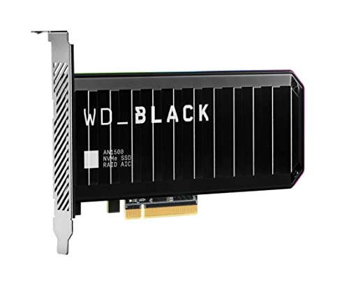 WD_BLACK AN1500 NVMe SSD Add-In-Karte 1 TB, Lesegeschwindigkeit von bis zu 6.500 MB/s und Schreibgeschwindigkeit von bis zu 4.100 MB/s, Bootfähige RAID-Lösung, RGB-Beleuchtung von WD_BLACK