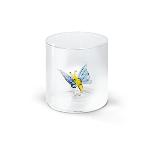 Becher aus Borosilikatglas, Fassungsvermögen: 250 ml, Schmetterling-Dekor. von WD Lifestyle