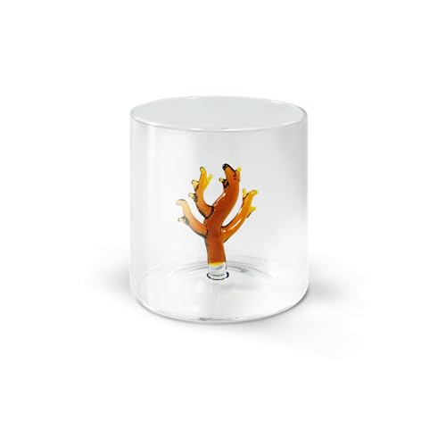 WD Lifestyle Trinkglas aus Borosilikatglas, Fassungsvermögen 250 ml, Korallendekor von WD Lifestyle